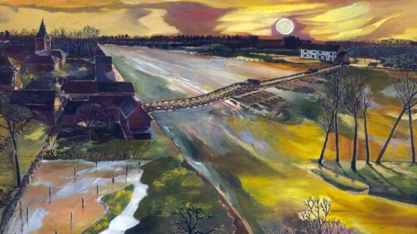 In de Kenniskeuken van de bibliotheek Gennep wordt de lezing oorlogskunstenaars gehouden door Hans Bak - A. Richards Bridge Gennep